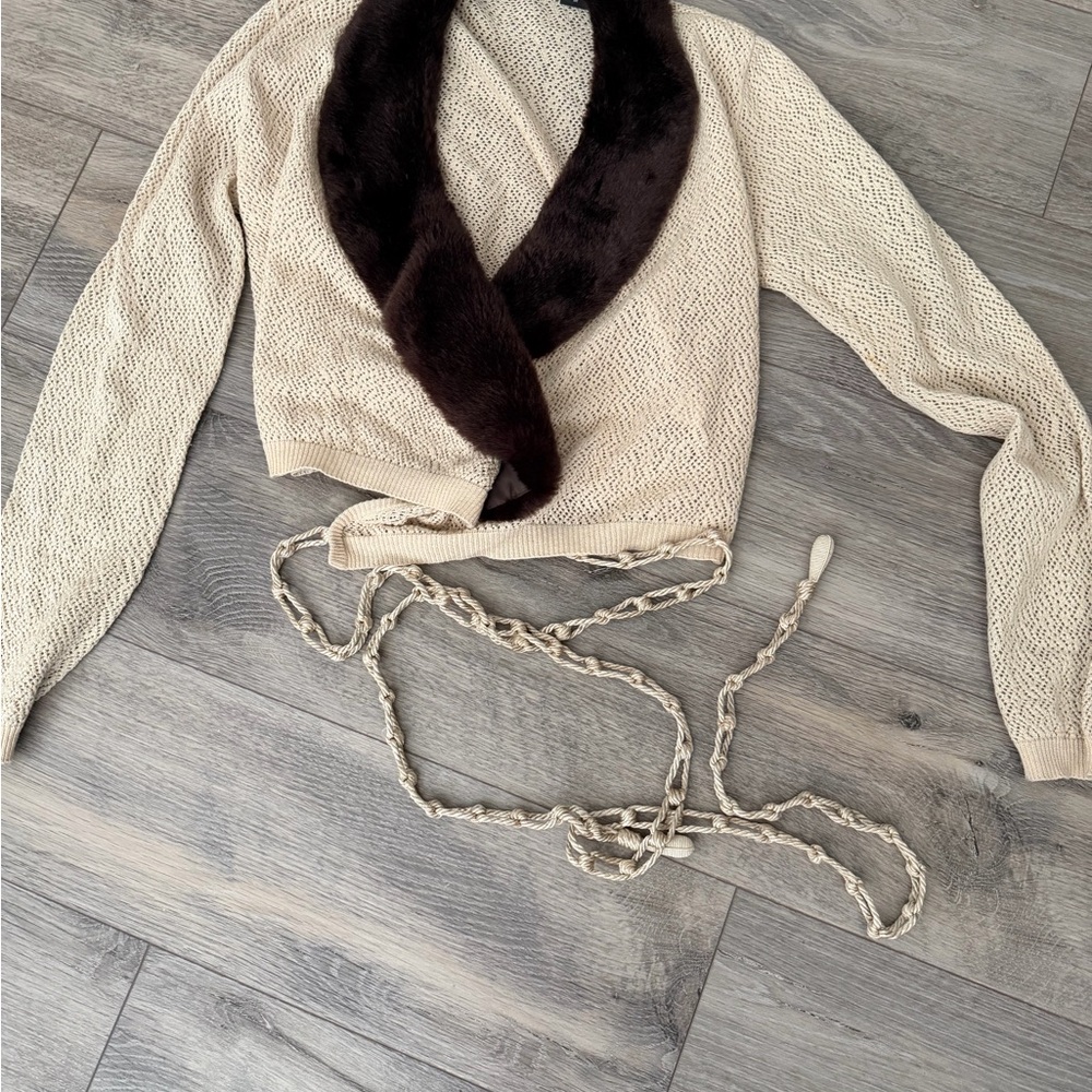 Moda International Cream and Brown Cardigan